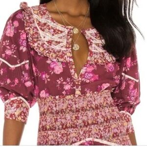 LoveShackFancy Revolve Morrison Top Spiced Apple Red blouse size Small NWT